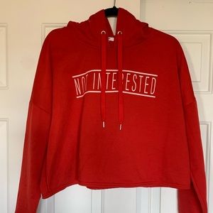 Red Cropped Hoodie